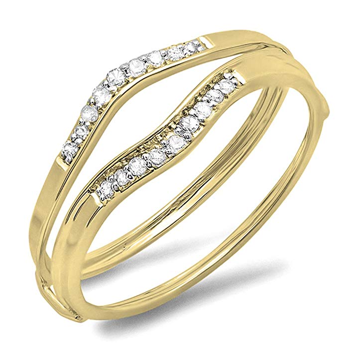 0.12 Carat (ctw) 10K Gold Round White Diamond Ladies Anniversary Enhancer Guard Wedding Band