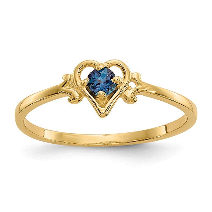 ICE CARATS 14kt Yellow Gold Synthetic Alexandrite Birthstone Heart Band Ring S/love June Style Fine Jewelry Ideal Gifts For Women Gift Set From Heart