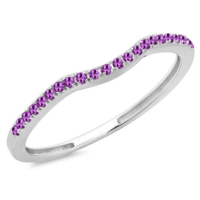 Dazzlingrock Collection 0.15 Carat (ctw) 10K Gold Round Amethyst Anniversary Ring Wedding Guard Band