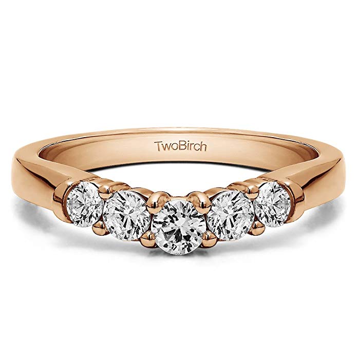 Diamonds(G-H,I2-I3) Contoured Ring In Rose Gold Plated Silver(0.25Ct) Size 3 To 15 in 1/4 Size Interval