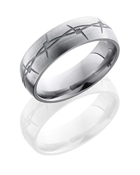 SlipRock Womens Titanium, Barb Design on Satin Finished Domed Wedding Band