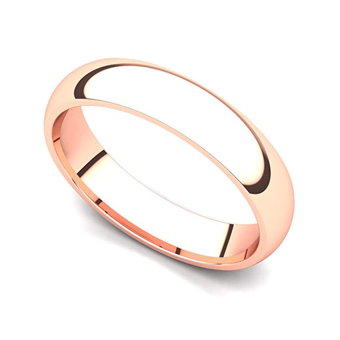 14k Rose Gold 4mm Classic Plain Comfort Fit Wedding Band Ring