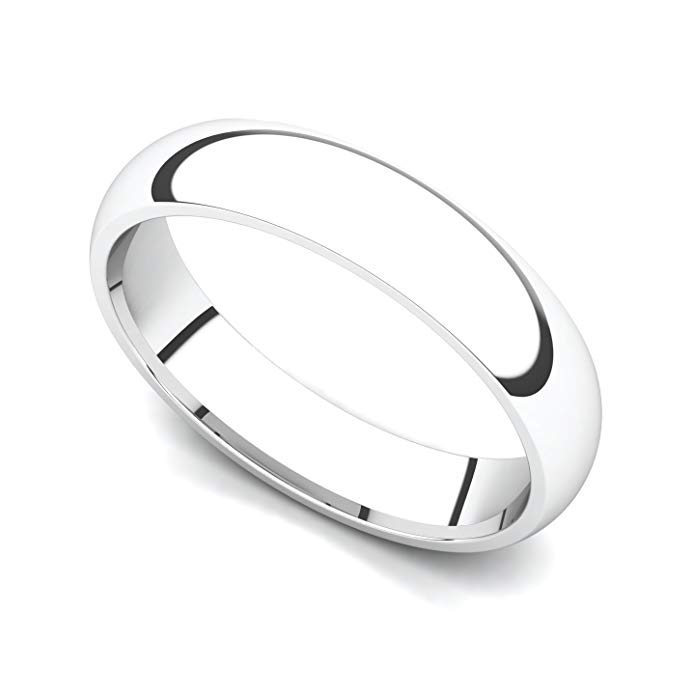 14k White Gold 4mm Classic Plain Comfort Fit Wedding Band Ring