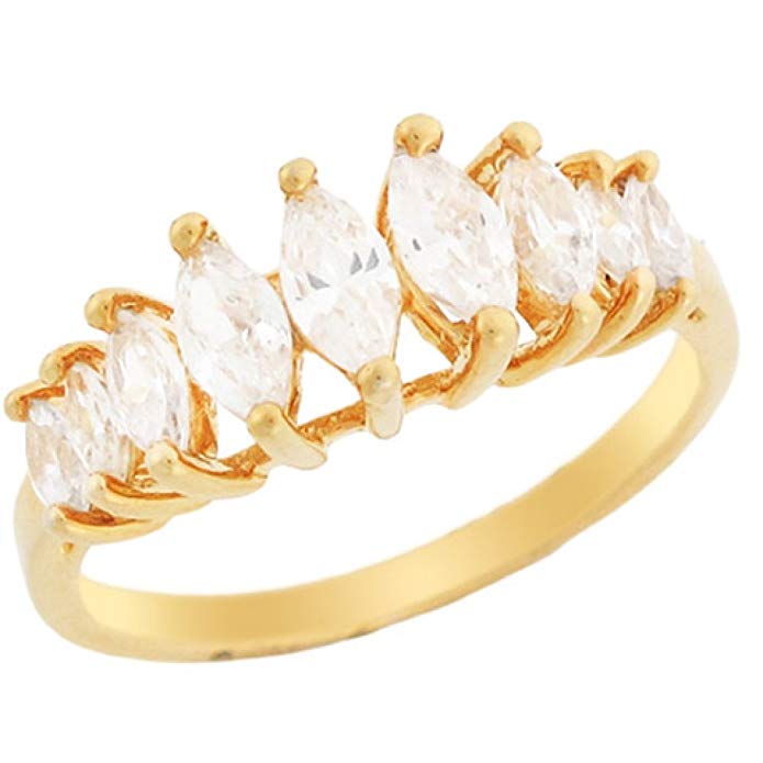 10k Yellow Gold Beautiful Marquise Shaped CZ Anniversary Ring