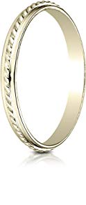 Benchmark 14K Yellow Gold 2mm High Polished Rope Center Design Wedding Band Ring (Sizes 4 - 15 )