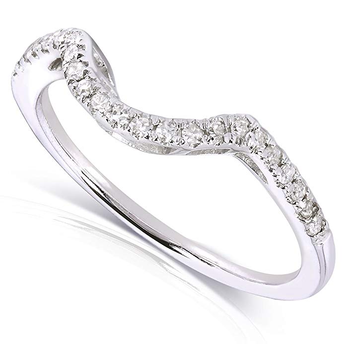 Contoured Diamond Band 1/10 Carat (ctw) in 10k White Gold (Matching Band to Ring 61956-E)