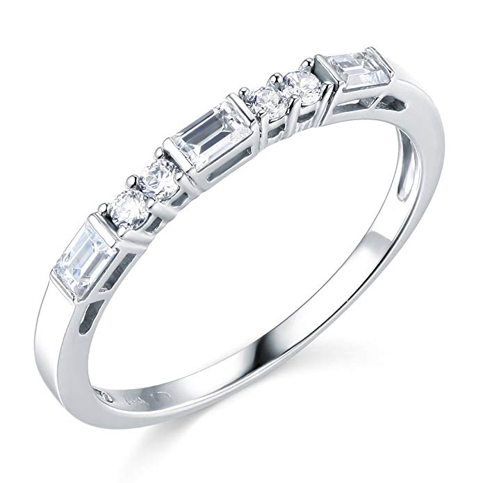 TWJC 14k White Gold SOLID Wedding Band