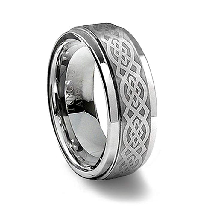 Brushed Finish Tungsten Celtic Ring 9MM Width