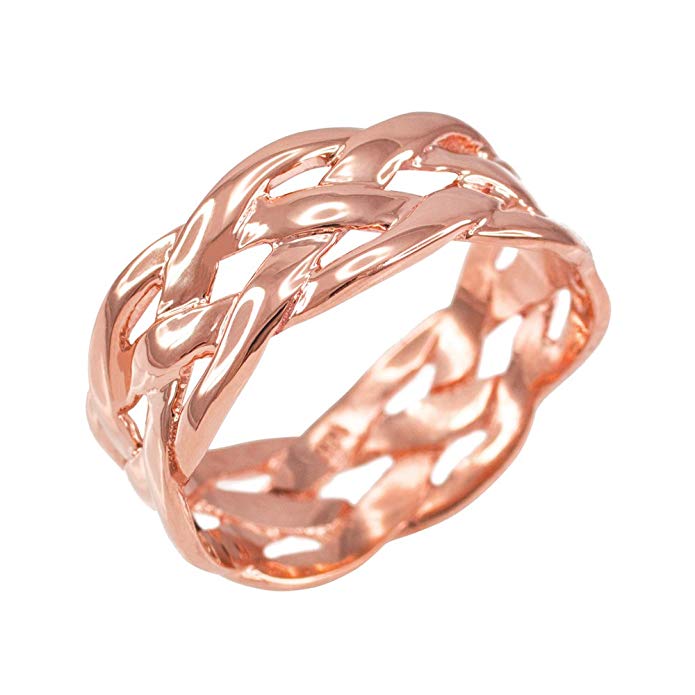 Celtic Weave Wedding Band in Polished 10k Rose Gold