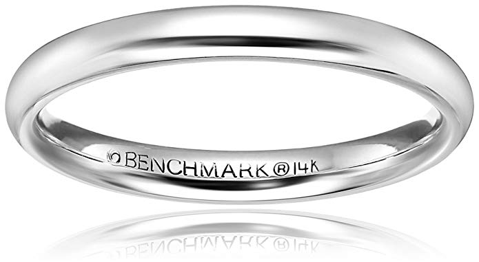 High Domed Comfort-Fit 14K White Gold Band, 3mm, Size 9