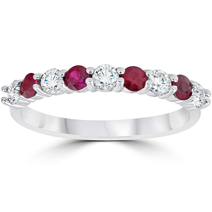 1/2CT Ruby & Diamond Wedding Ring 10K White Gold