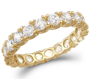 14k Yellow Gold Eternity Wedding Anniversary CZ Ring Size 5, 6, 7, or 8