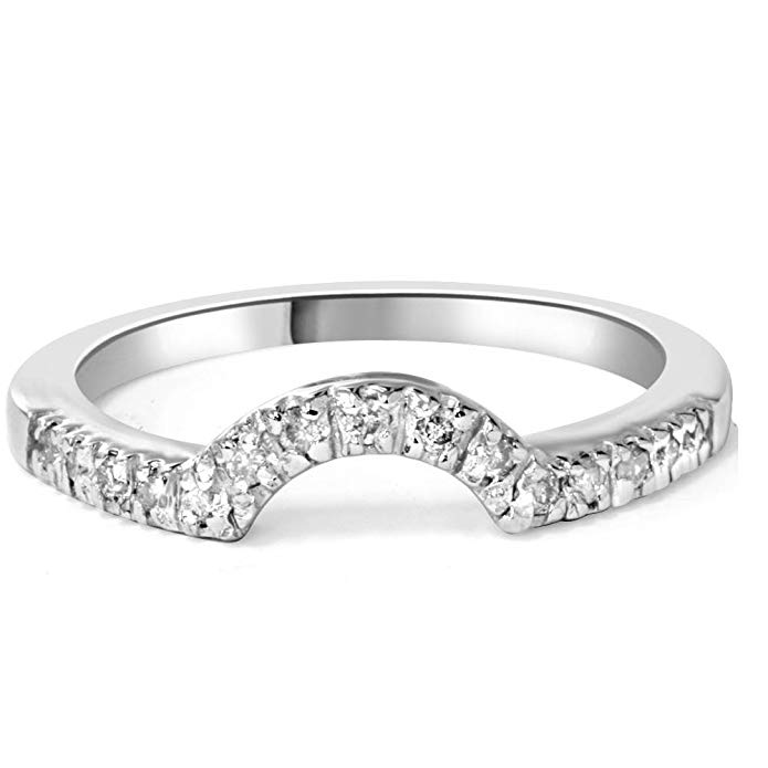 1/4ct Curved Diamond Notched Wedding Ring Enhancer 14K