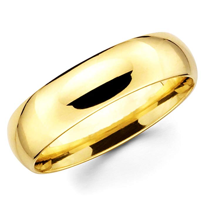 10K Solid Yellow Gold 6mm Wedding Band Ring