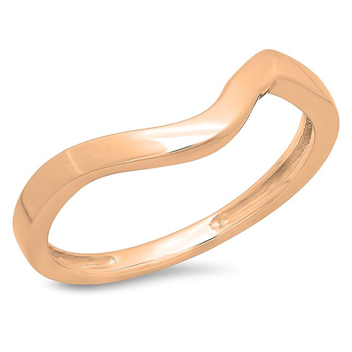 DazzlingRock Collection 10K Gold Ladies Anniversary Wedding Stackable Contour Band Guard Ring