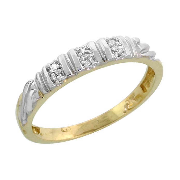 10k Yellow Gold Diamond Engagement Ring Women 1/8inch wide