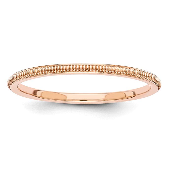 Jewels By Lux 14k Rose-Gold 1.5mm Milgrain Band