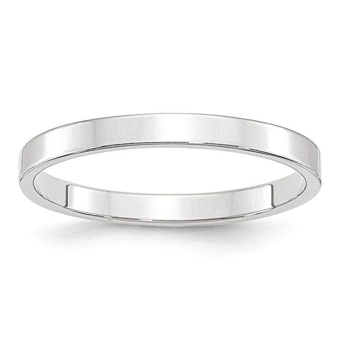 Solid 10k White Gold 2.5 mm Flat Wedding Band Ring