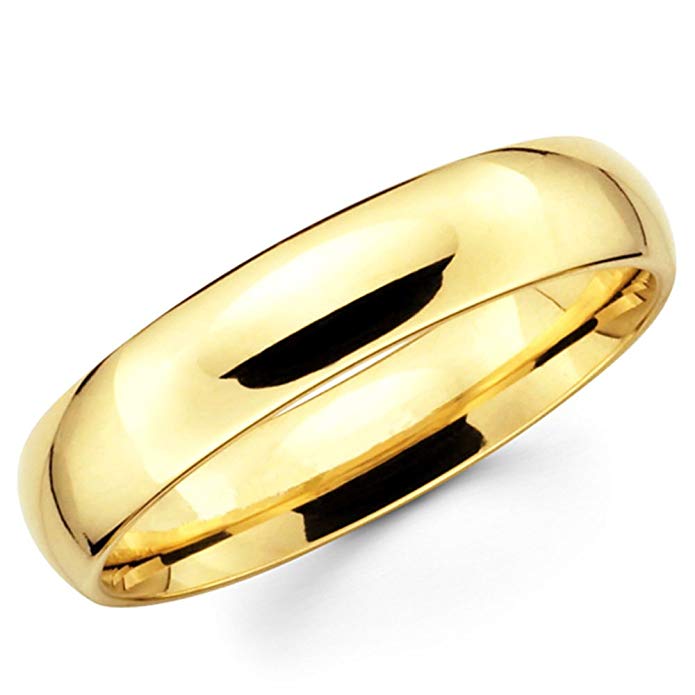 10K Solid Yellow Gold 5mm Wedding Band Ring