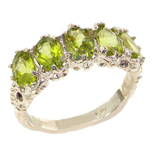 925 Sterling Silver Real Genuine Peridot Womens Eternity Ring