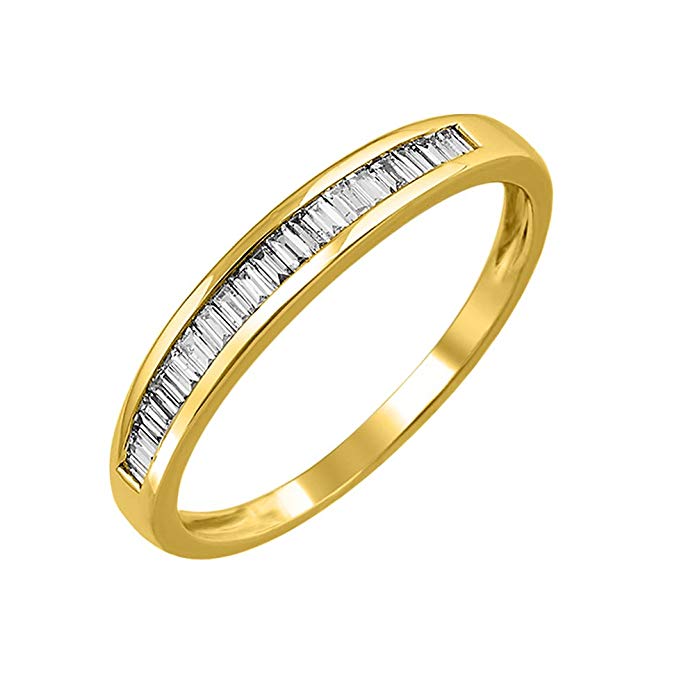 14K Gold Baguette Diamond Channel Set Wedding Ring Band (1/4 carat) - IGI Certified