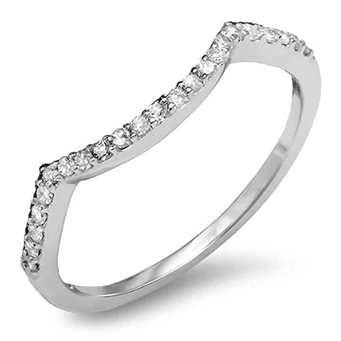 Dazzlingrock Collection 0.15 Carat (ctw) 14K Gold Round Diamond Ladies Wedding Stackable Contour Guard Ring