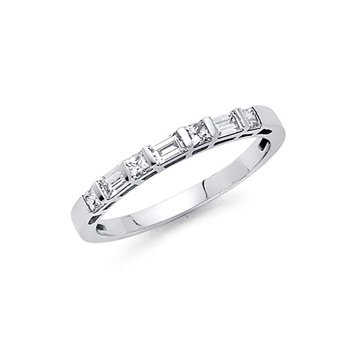 14k White Gold Wedding Band