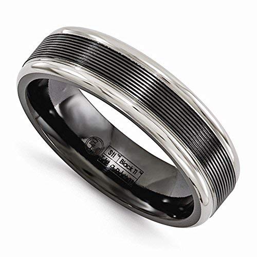 Edward Mirell Black Titanium Traction Finish with Polished Edge 6.5mm Wedding Band