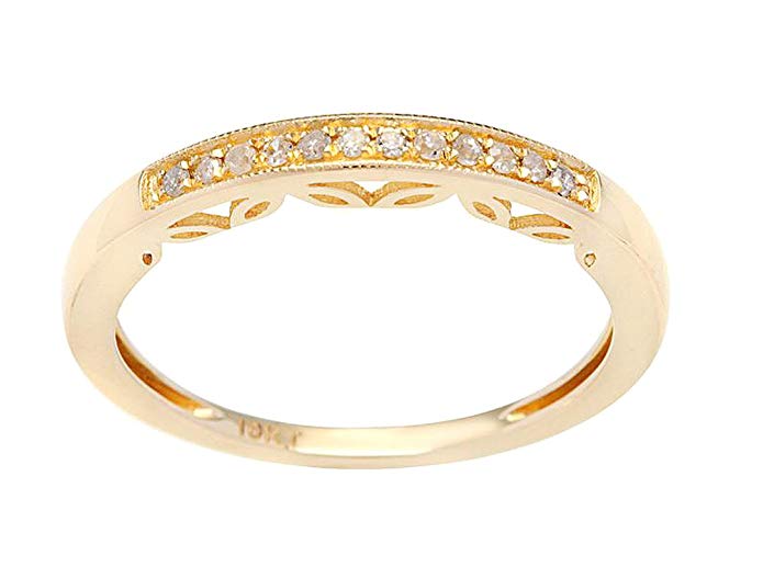 10k Yellow Gold Vintage Style Diamond Wedding Band (1/10 cttw, I-J Color, I2-I3 Clarity)