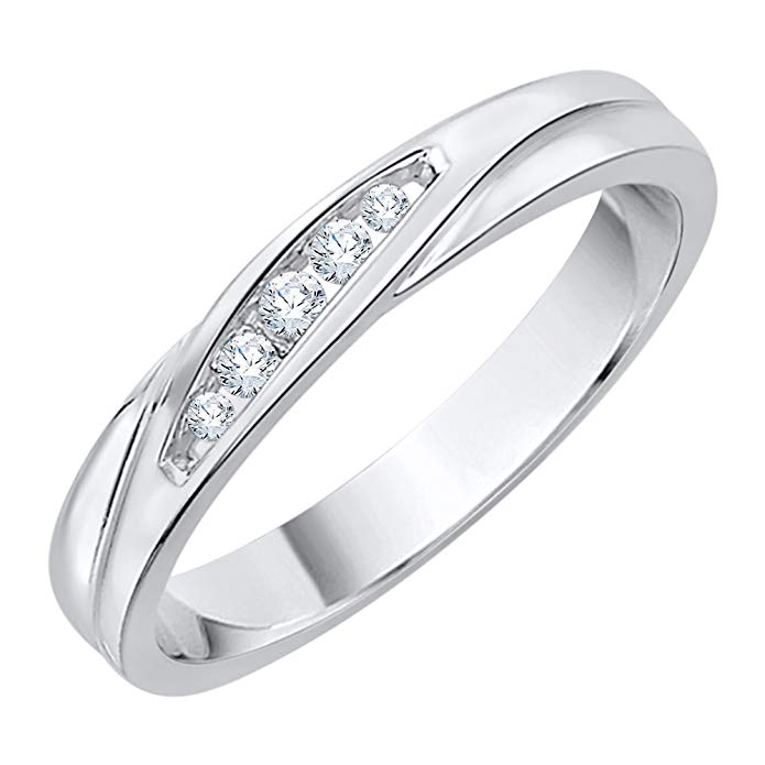 KATARINA Diamond Wedding Band in Sterling Silver (1/20 cttw, G-H, I2-I3)