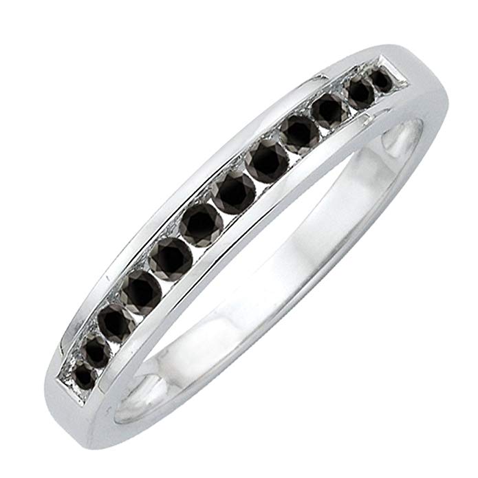 Black Diamond Wedding Band in Sterling Silver (1/4 cttw)