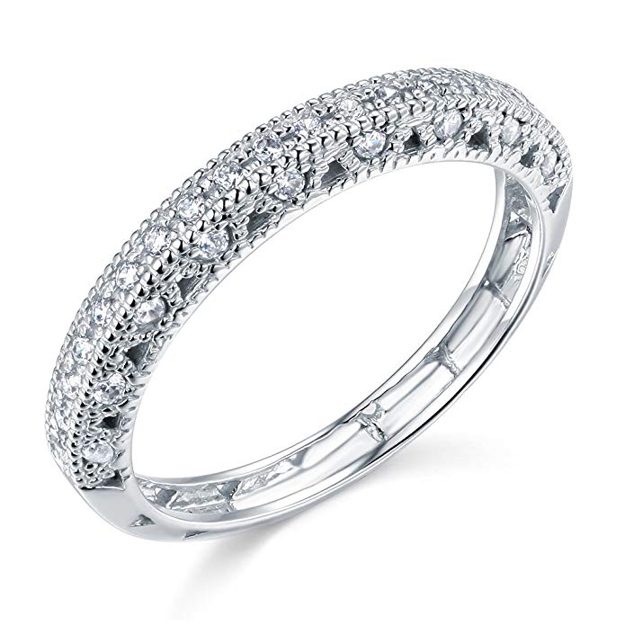 TWJC 14k White Gold SOLID Wedding Band