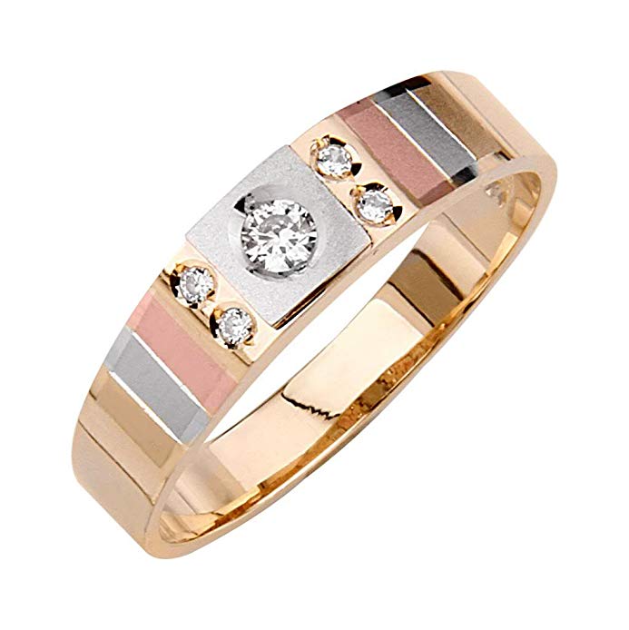 14k Tri Color Gold Wedding Band