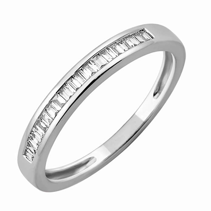 10k Gold Baguette-cut Diamond Anniversary Ring Band (0.15 Carat) - IGI Certified