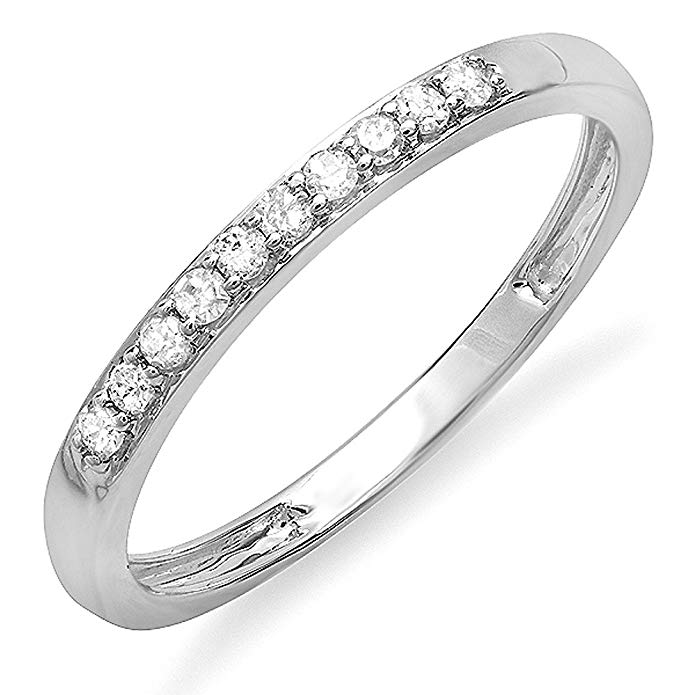 0.15 Carat (ctw) 10k Gold Round Diamond Ladies Anniversary Wedding Matching Band Stackable Ring