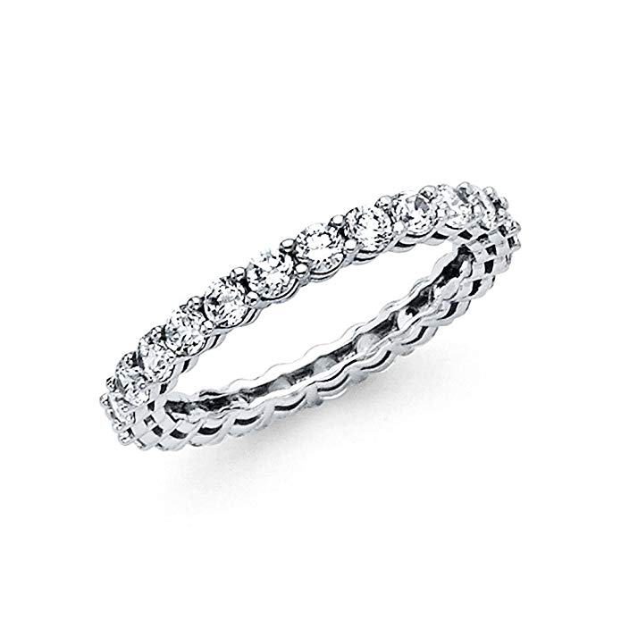 14k Yellow OR White Gold 2.5mm Eternity Wedding Band