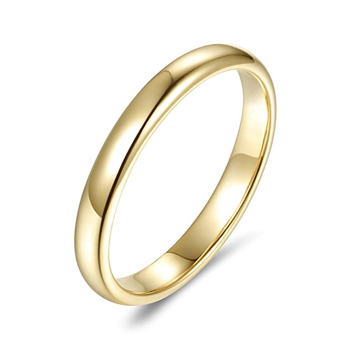 Lamrowfay Plain Comfort-fit 14K Gold Wedding Band, 3mm