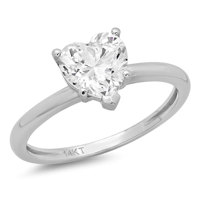 2.20 ct Brilliant Heart Cut Solitaire Anniversary Bridal Engagement Wedding Promise Ring Solid 14k White Gold