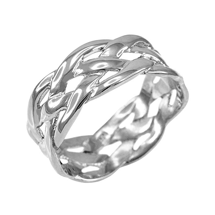 Celtic Weave Wedding Band in Polished 10k White Gold