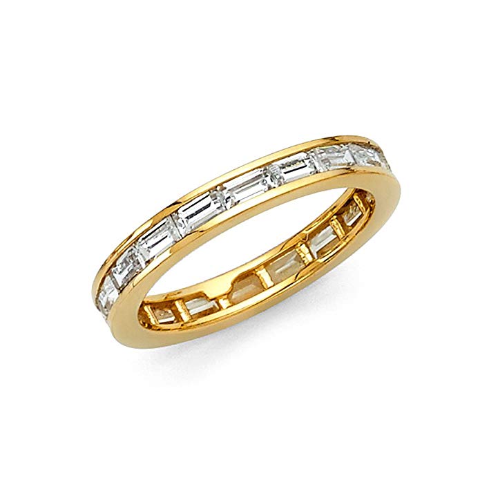 14k Solid Yellow Gold Eternity Band Stackable Ring Endless Wedding Band 2.9 MM