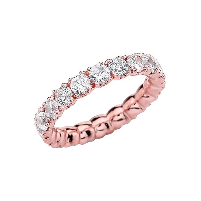 10k Rose Gold 4.5 Carat Cubic Zirconia Wedding Eternity Band