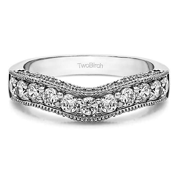 Charles Colvard Moissanite Vintage Wedding Band In Silver(0.27Ct) Size 3 To 15 in 1/4 Size Interval