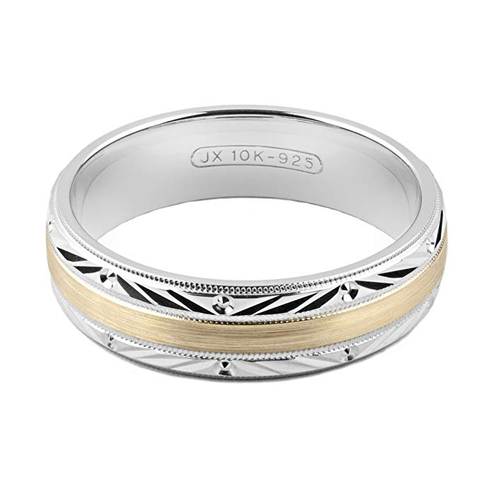 Alain Raphael 10k Yellow Gold .925 Sterling Silver 6mm Wide Comfort Fit Engagement Band