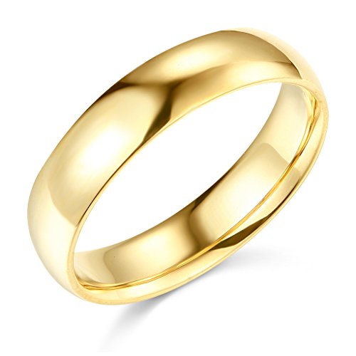 14k Yellow OR White Gold 5mm SOLID Plain Wedding Band