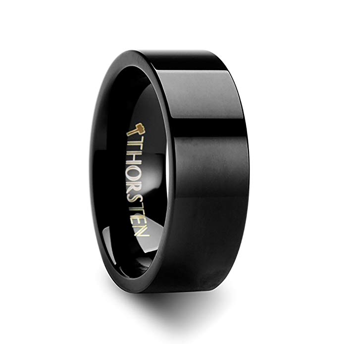 MORPHEUS Flat Black Tungsten Carbide Wedding Ring - 8 mm - FREE Engraving