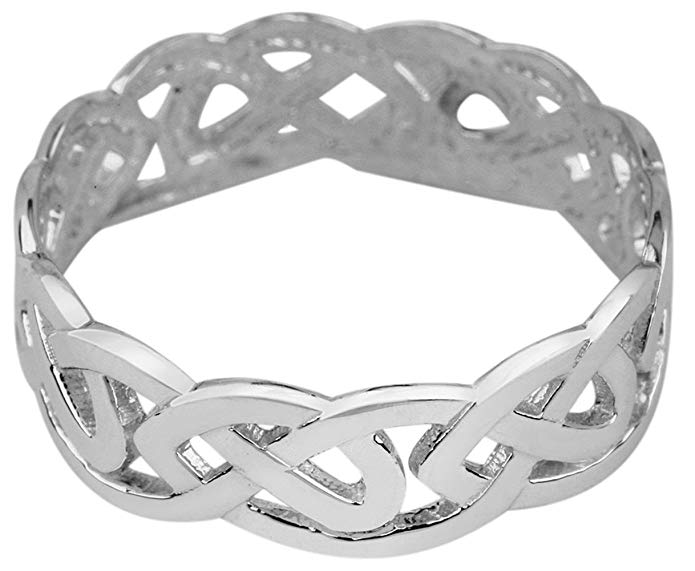 Fine 10k White Gold Celtic Wedding Band Trinity Knot Eternity Ring